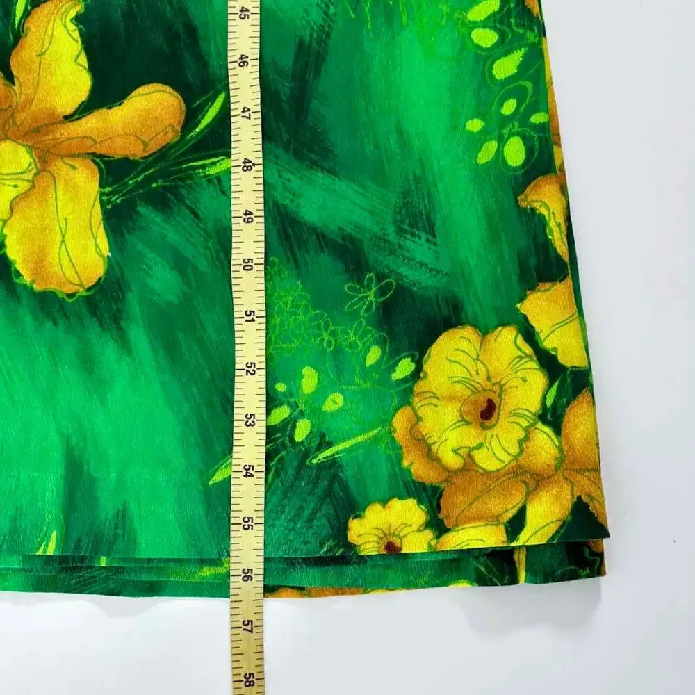 Vintage 70s Green & Yellow Hawaiian Print Halter Maxi Dress - Size S - Picture 9 of 9